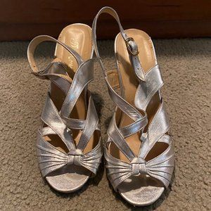 Silver Open Toe Heels